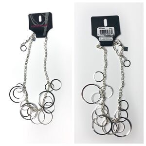 MATERIAL GIRL Silver Colored Chain Necklace with Circle Charms Lobster Clasp NWT